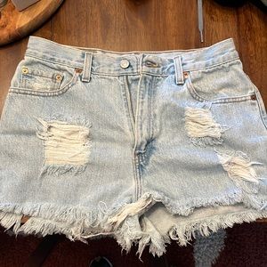 Custom destroyed Levi’s shorts